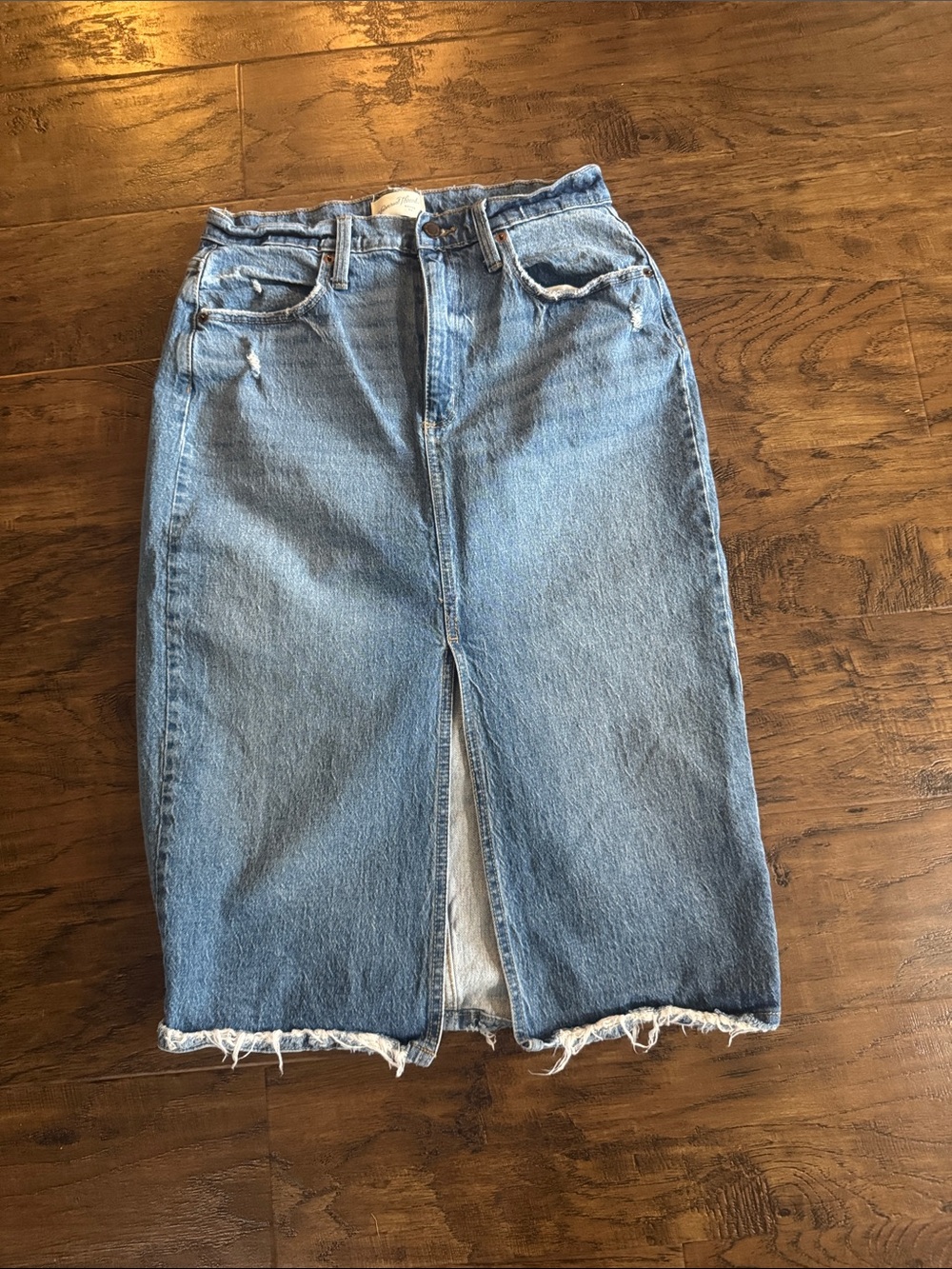 Universal Thread Light Blue Denim Midi Skirt with Front Slit